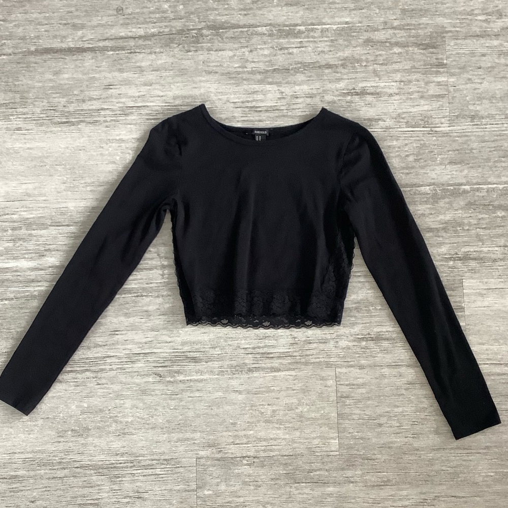 Black Lace Crop Top from Forever 21
